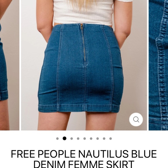 NWT FREE PEOPLE NAUTILUS BLUE DENIM FEMME SKIRT 8 - Picture 3 of 12
